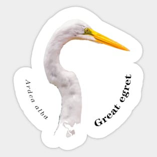 Great egret tropical bird pin black text Sticker